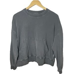 Le Bon Shoppe The Poche Top Gray Cotton Sweatshirt Cropped Relaxed Fit Sz Small